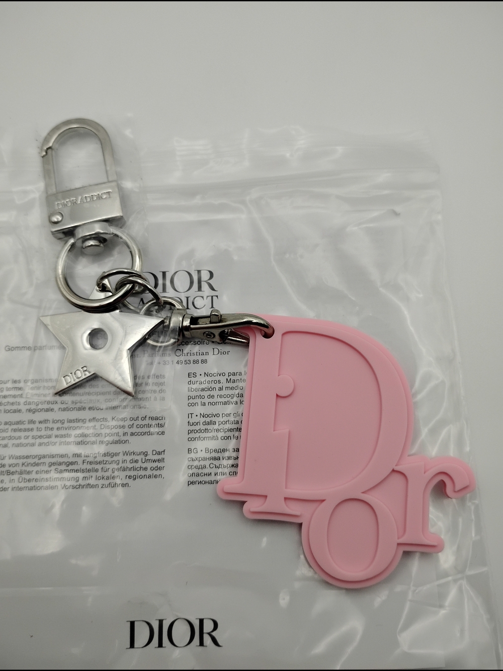 Dior Addict Rosy Glow Pink Scented Keychain With A Silver Star Charm